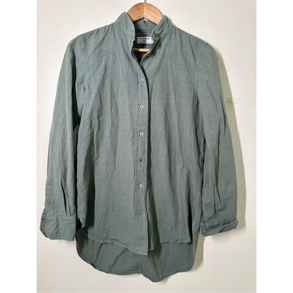 FRAME Olive Green Button Down Le Tunic Size Small - Picture 1 of 3